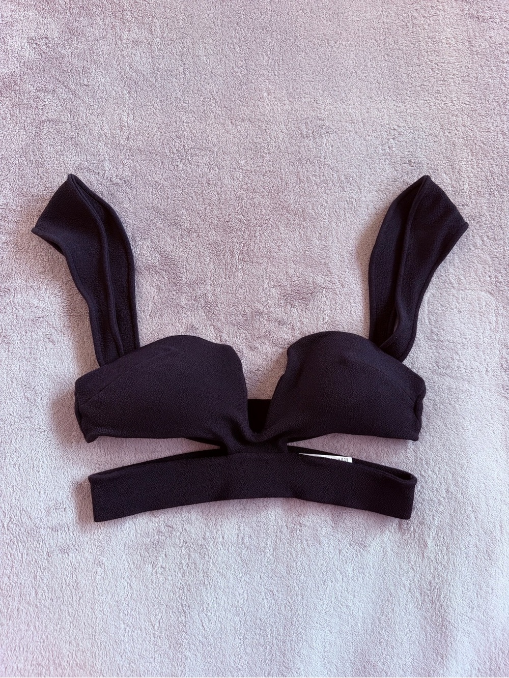 Agua Bendita Black Textured Bandeau Top with Wide Straps Size M